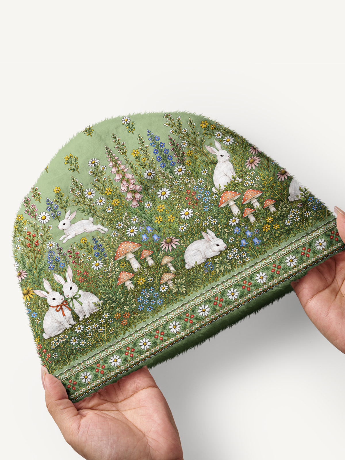 Bunny Meadow Garden Cozy Fuzzy Beanie