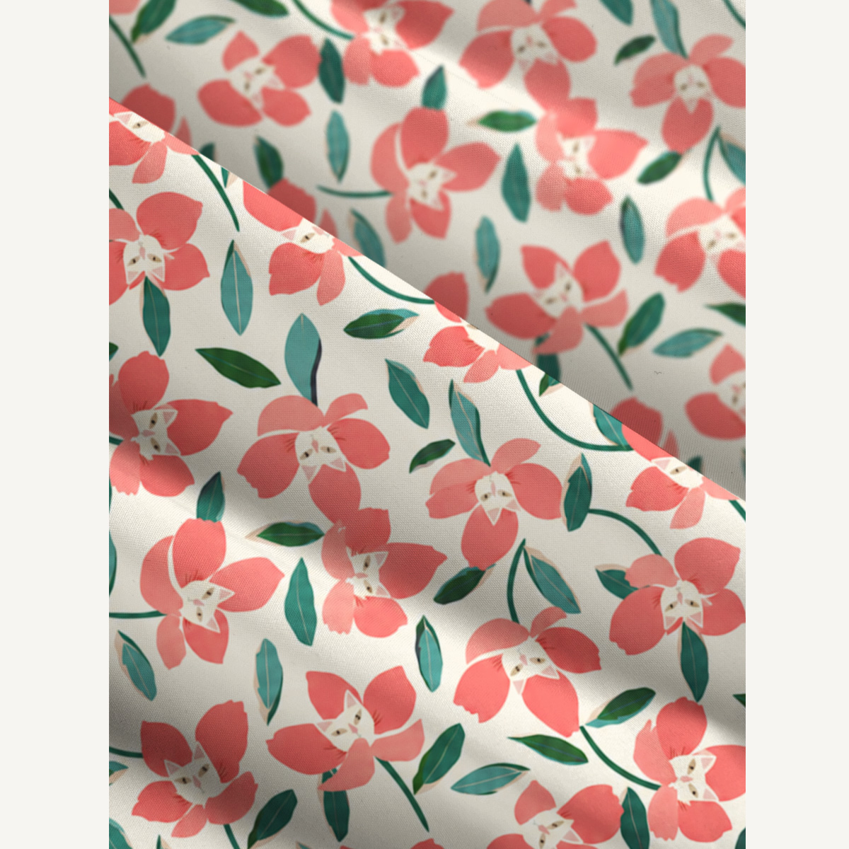 Coral Blossom Print Wide Straps Maxi Dress With Pockets