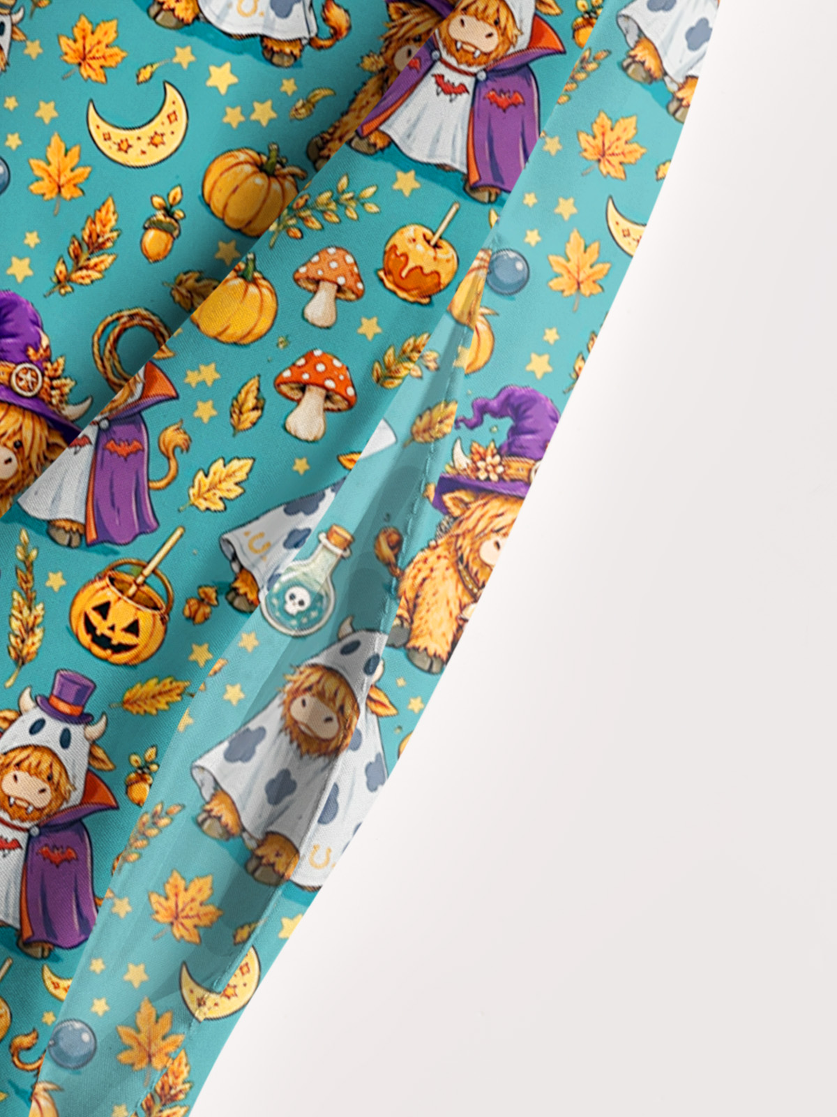 Halloween Highland Cow Party Print Wide Straps Maxi Dress With Pockets