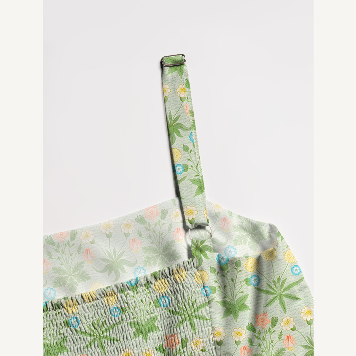 Retro Green Floral Meadow Print Slip Dress