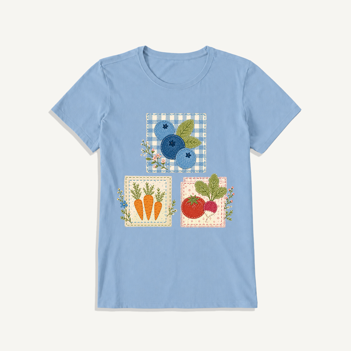 Cottage Garden Harvest Print Crew Neck Cotton Tee