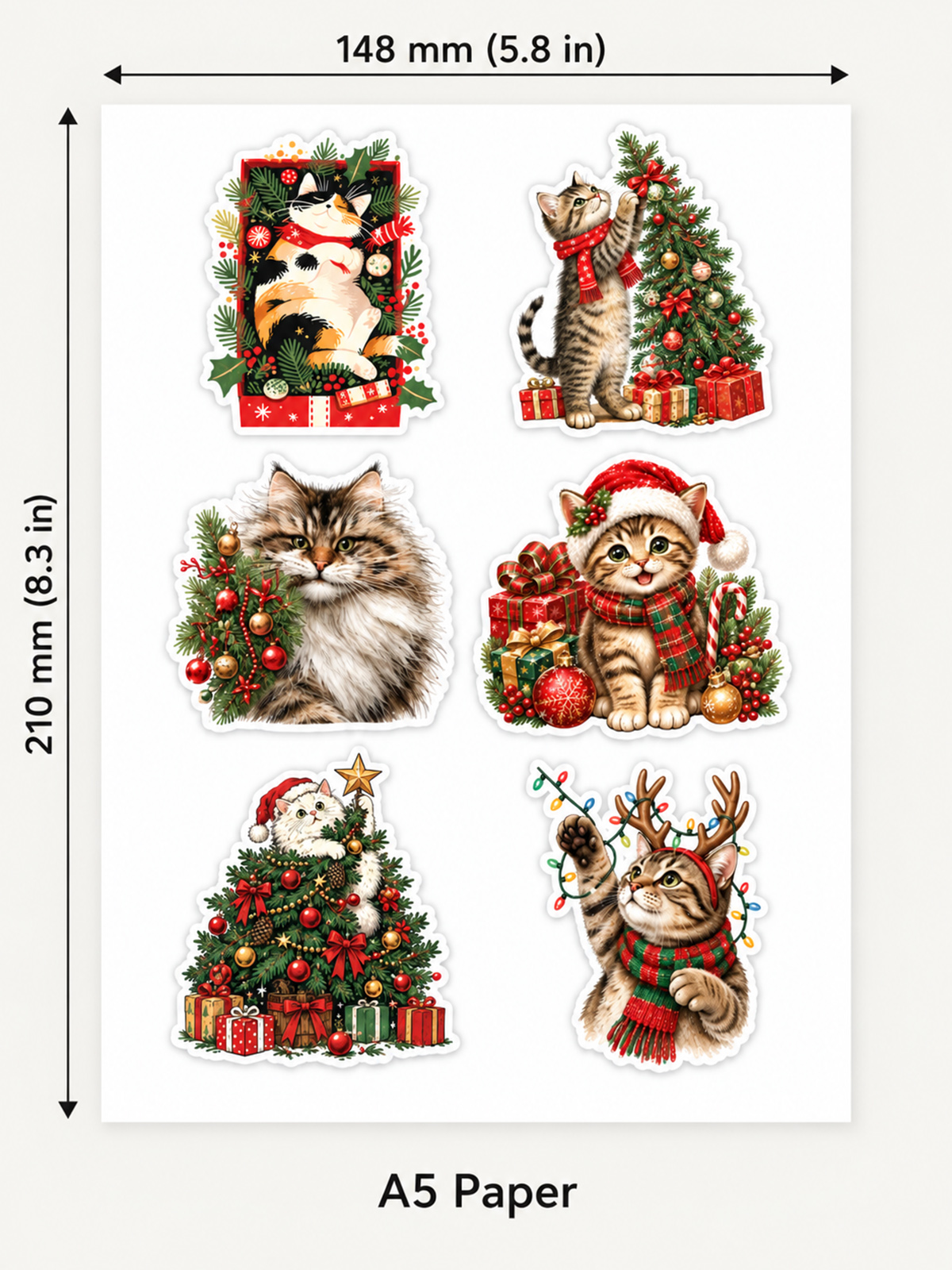 Festive Christmas Cats Stickers