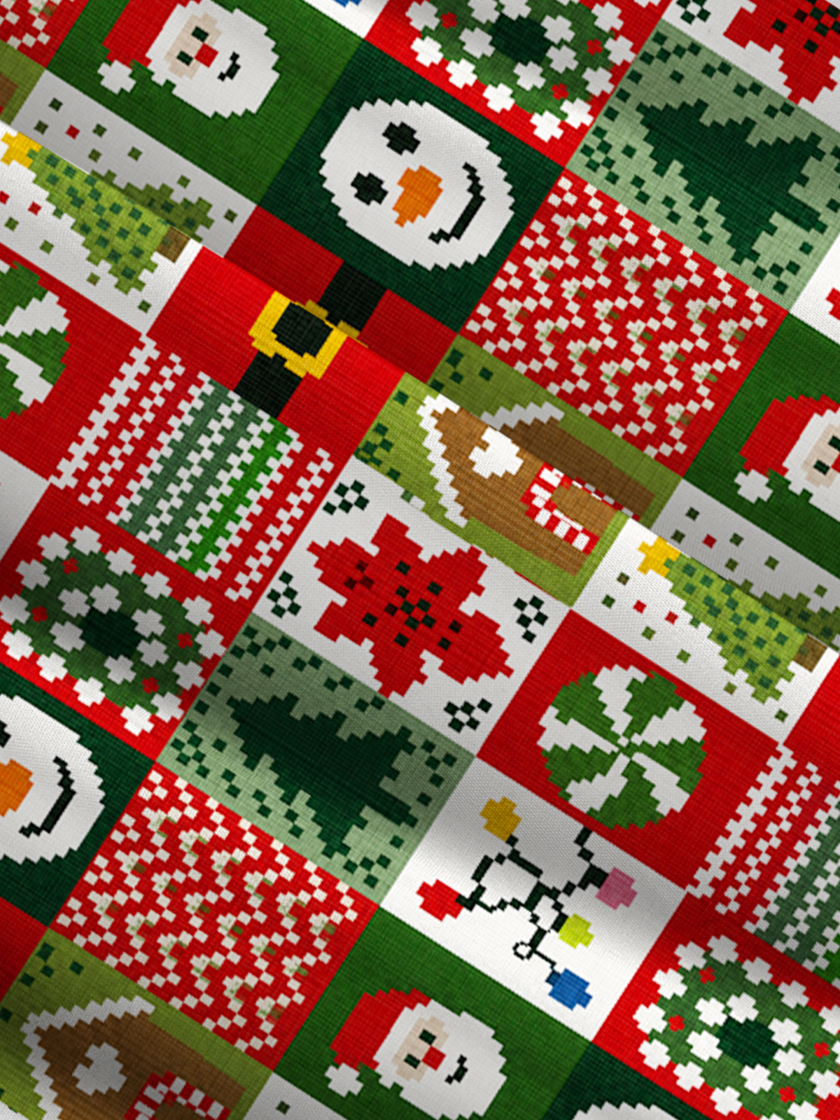 Cozy Christmas Patchwork Print Wide Straps Maxi Dress With Pockets