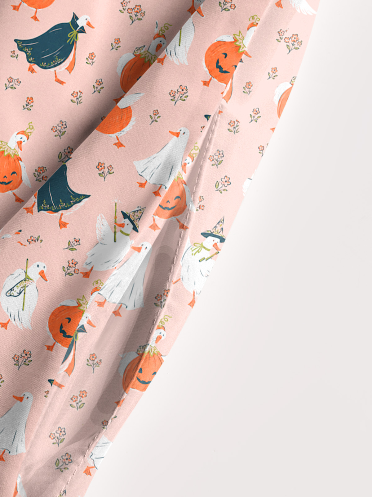 Pumpkin Ghost Parade Cozy Print Wide Straps Maxi Dress With Pockets