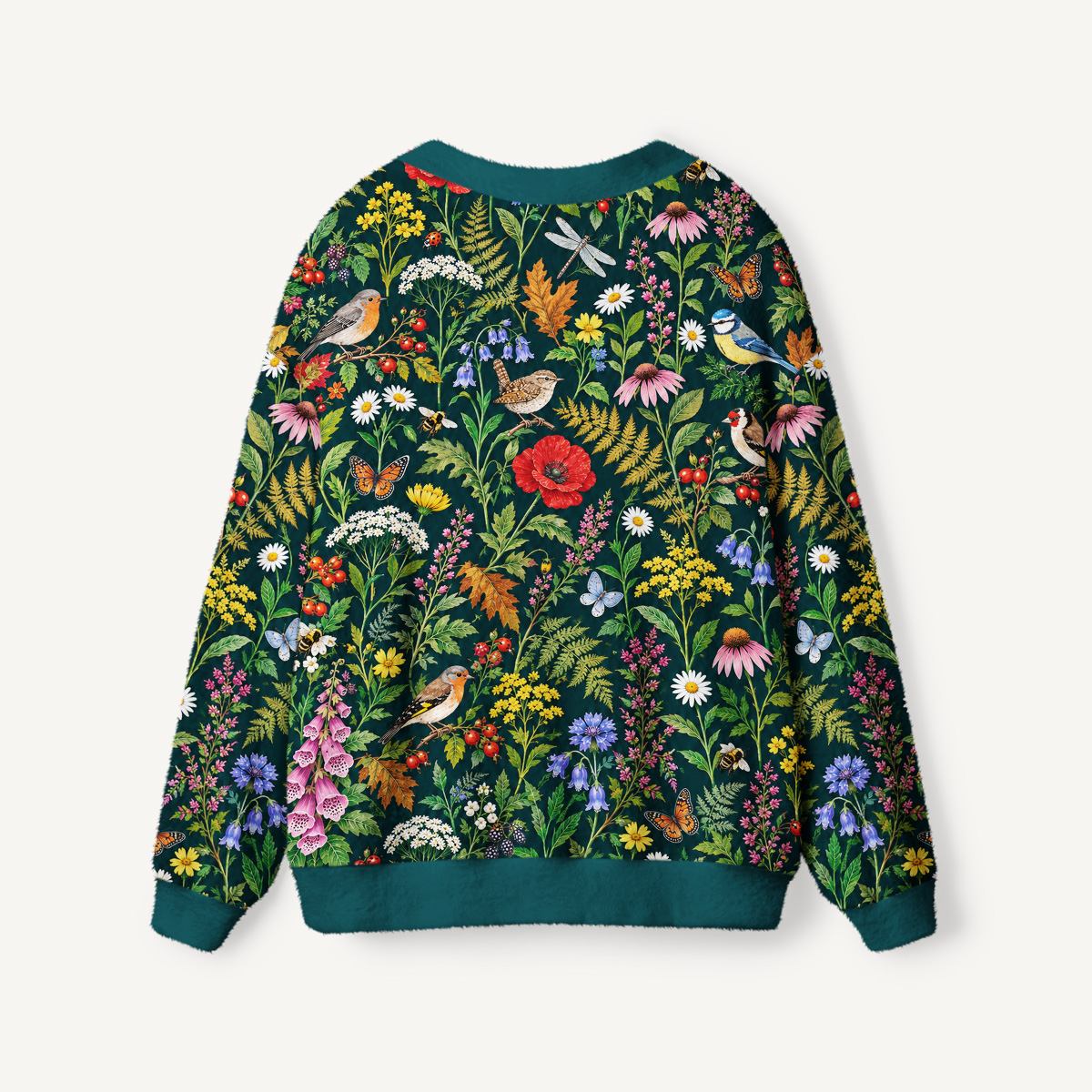 Cottagecore Songbirds & Wildflowers Print Ugly Cardigan Sweaters