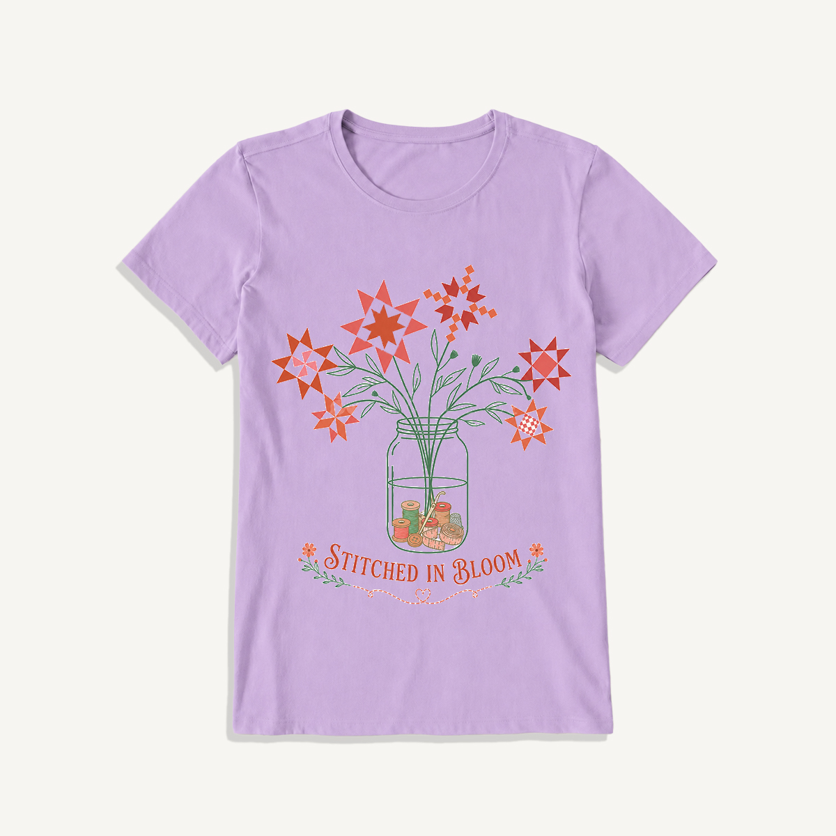 Stitched in Bloom Jar Print Crew Neck Cotton Tee