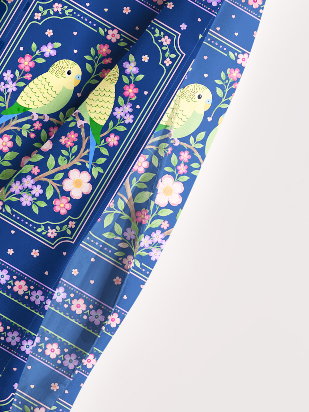 Midnight Garden Lovebirds Print Wide Straps Maxi Dress With Pockets