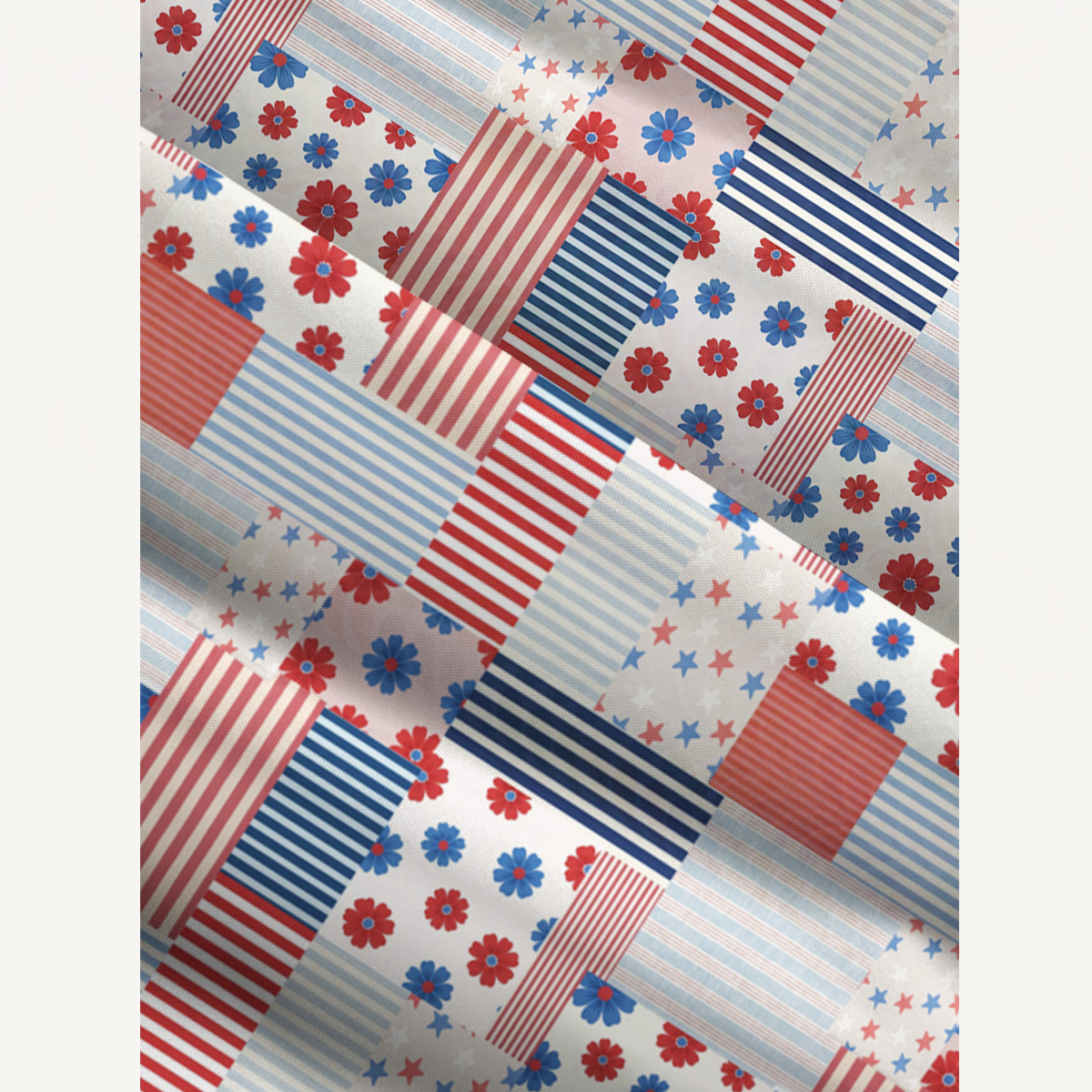Flower Flag Print Quilt Wide Straps Maxi Dress With Pockets