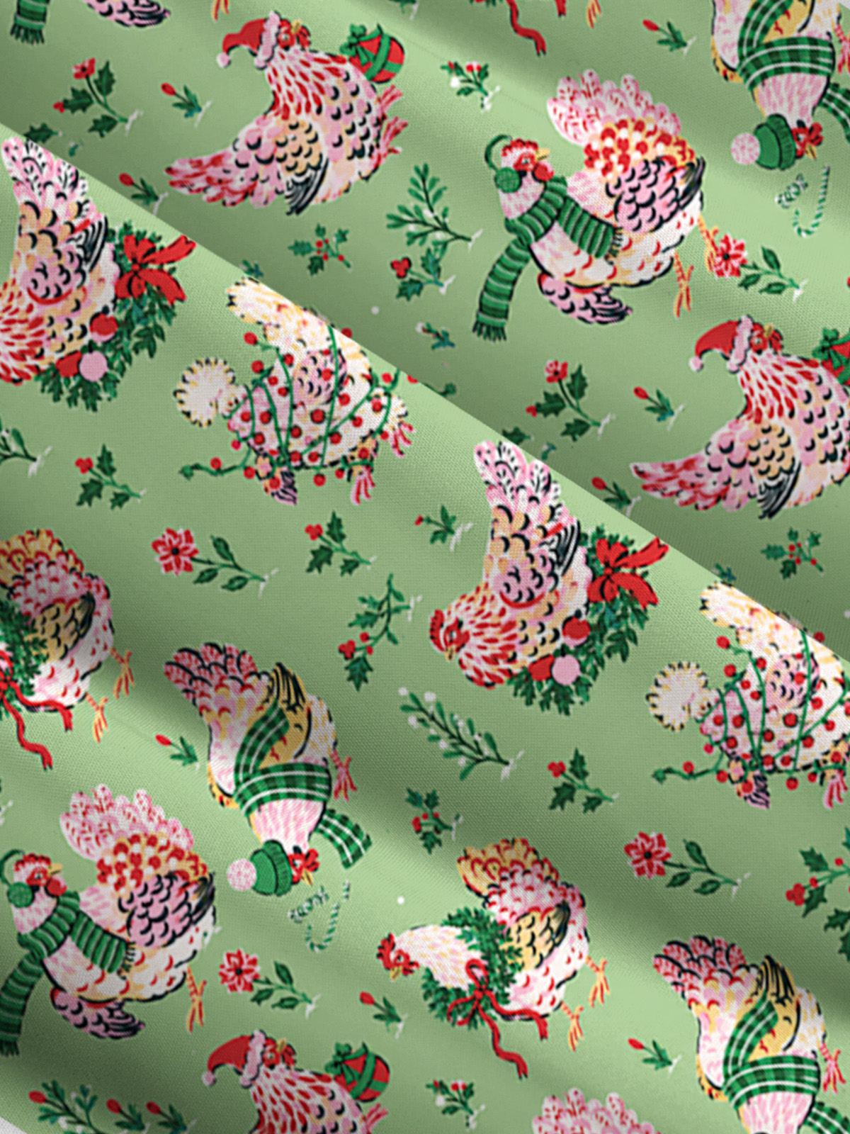Christmas Chickens Holiday Garden Print Wide Straps Maxi Dress With Pockets