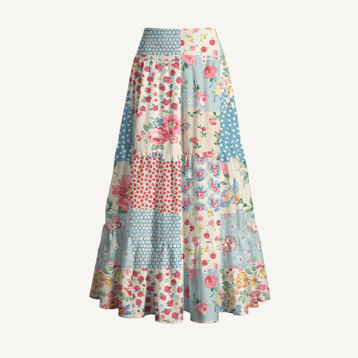 Pastel Patc Print Maxi Skirt