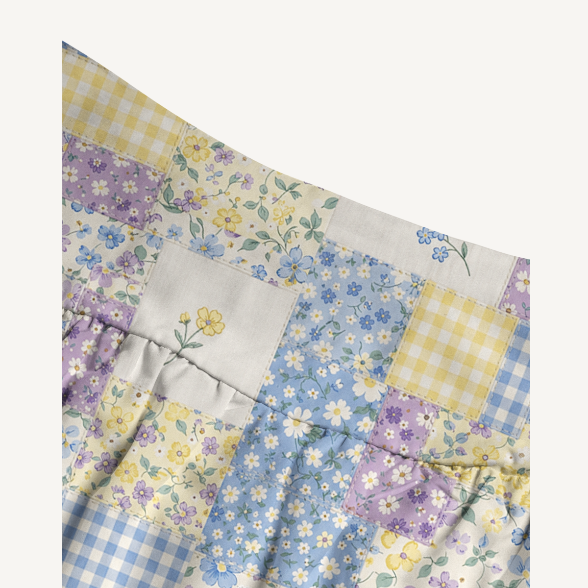 Floral Meadow Patchwork Print Maxi Skirt