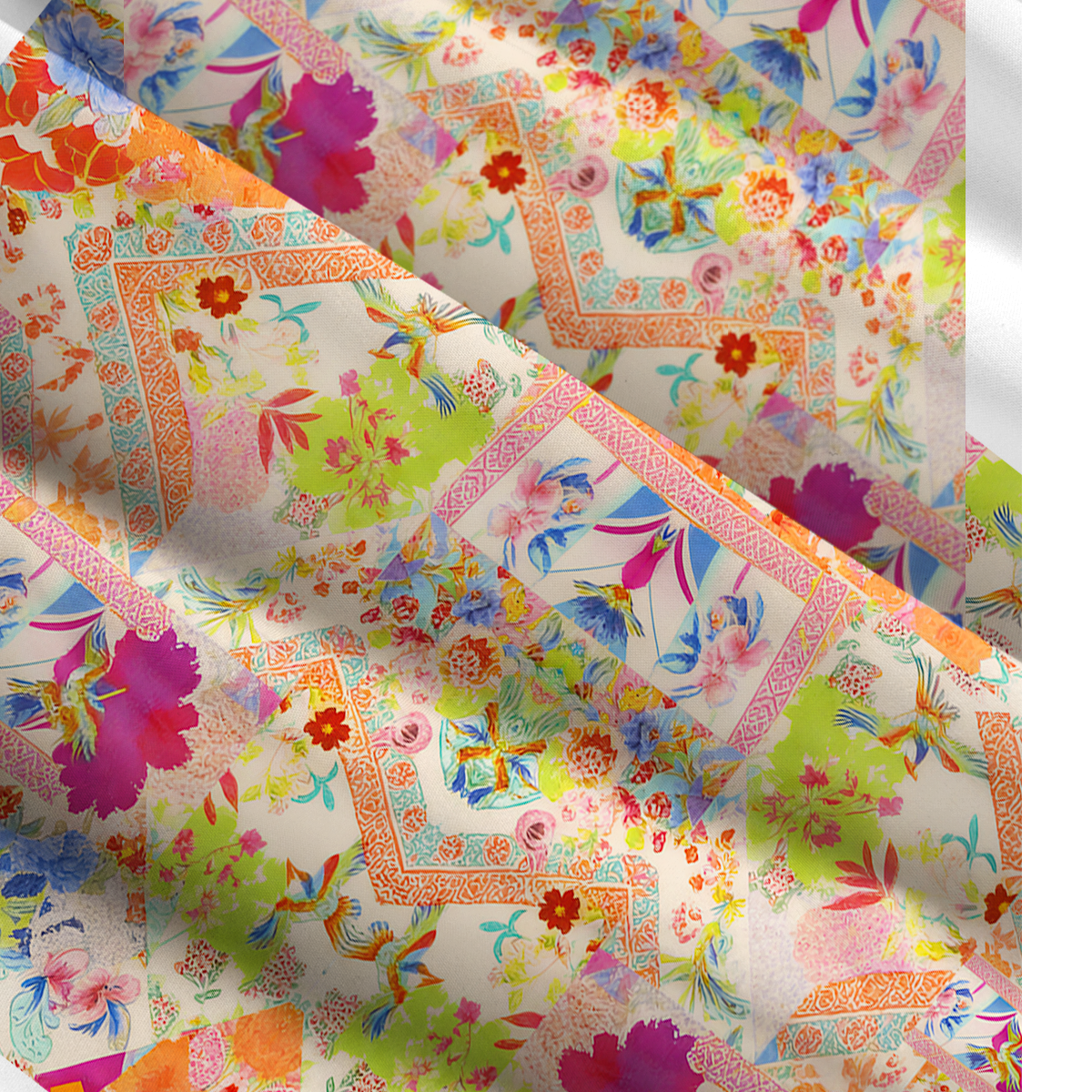 Square Neck Vivid Lily Print Slip Dress