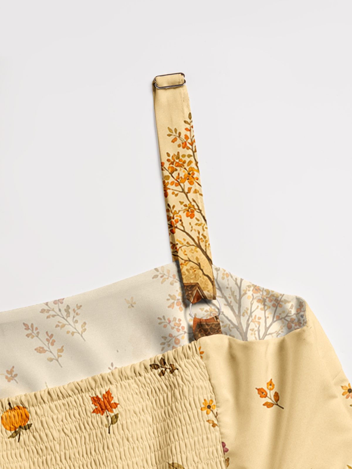 Autumn Garden Retreat Print Wide Straps Maxi Dress With Pockets