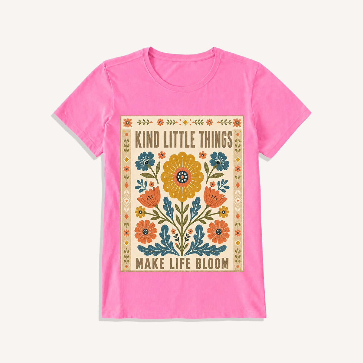 Kind Little Things Folk Bloom Print Crew Neck Cotton Tee