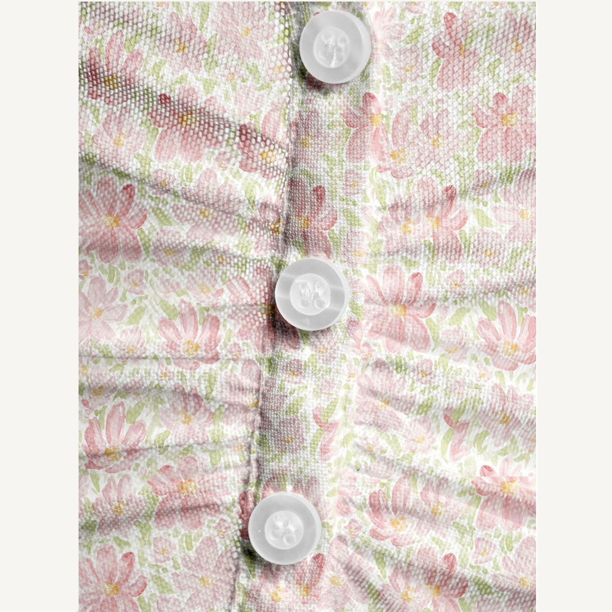 V-Neck Short Sleeve Cosmos Flower Print Mesh Top