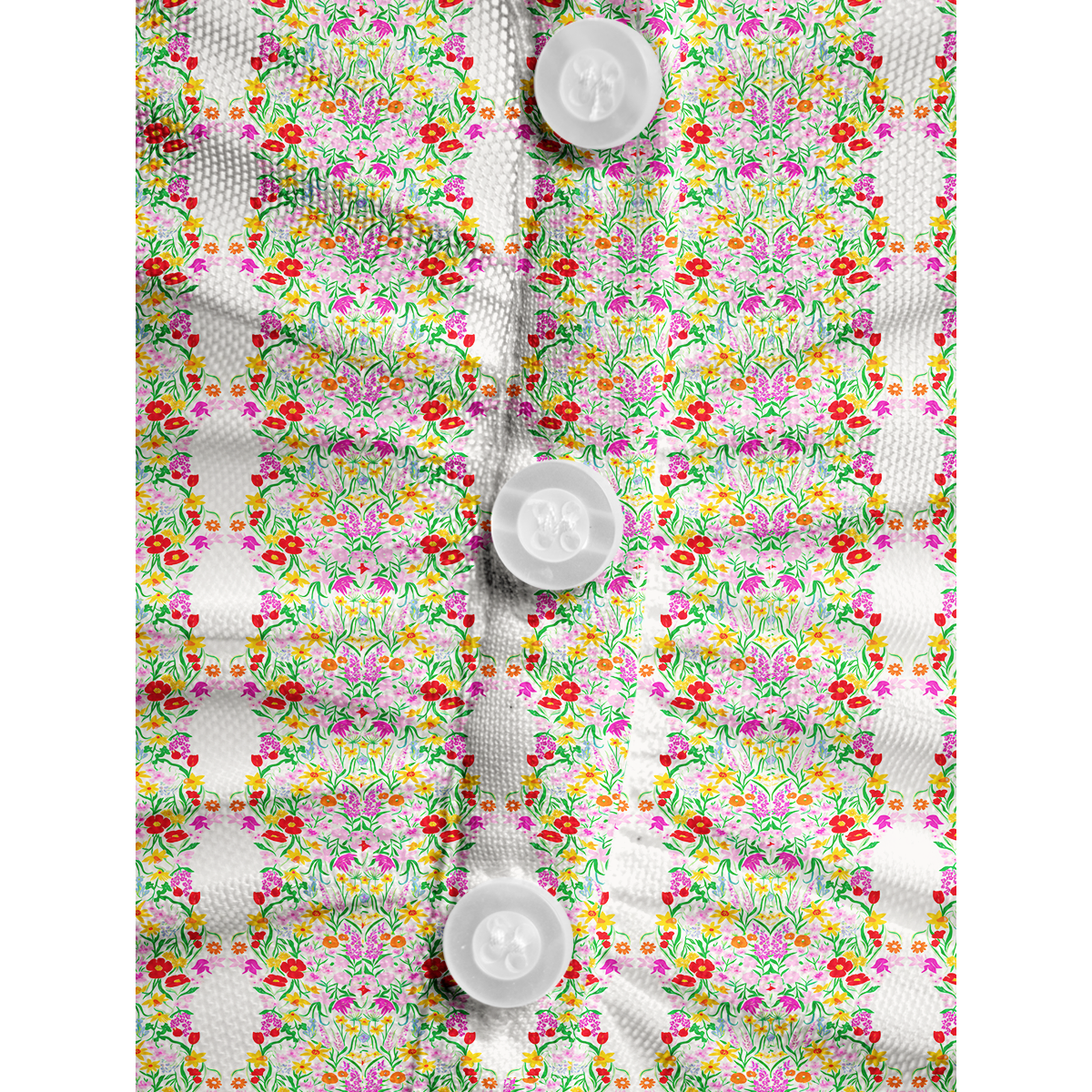 V-Neck Short Sleeve Elegant Garden Print Mesh Top