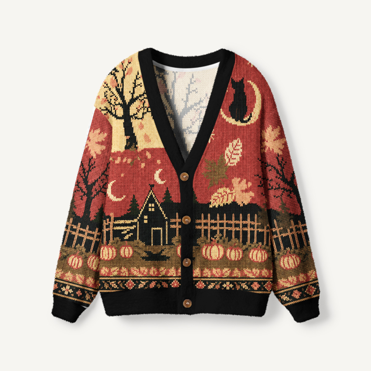 Harvest Time Cat Ugly Cardigan Sweaters