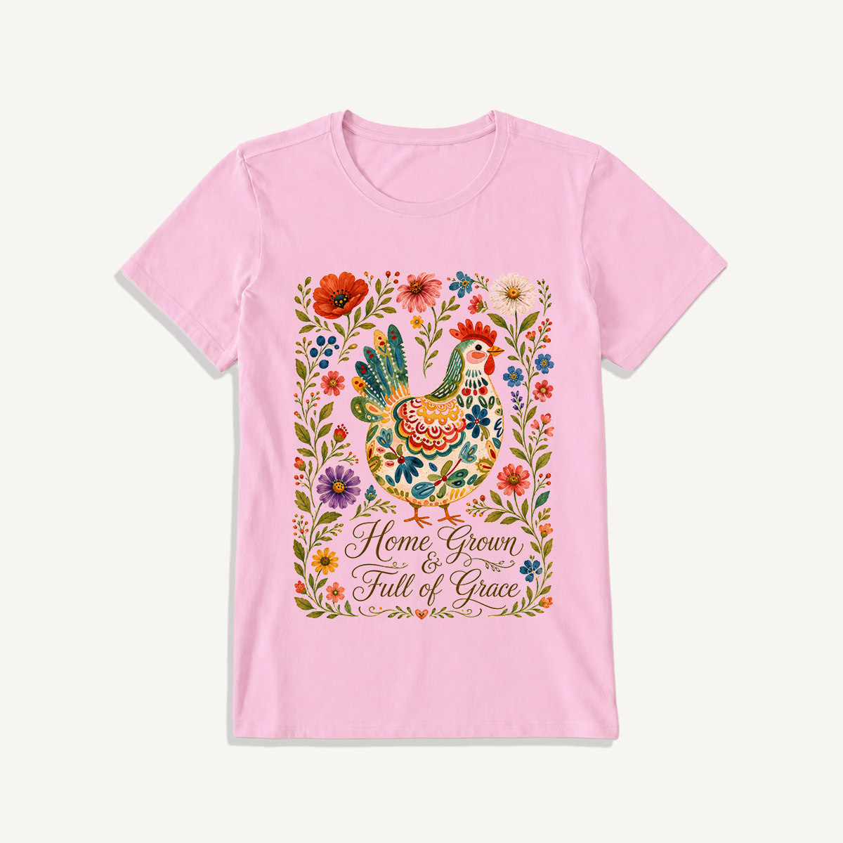 Vintage Hen Breed Guide Print Crew Neck Cotton Tee