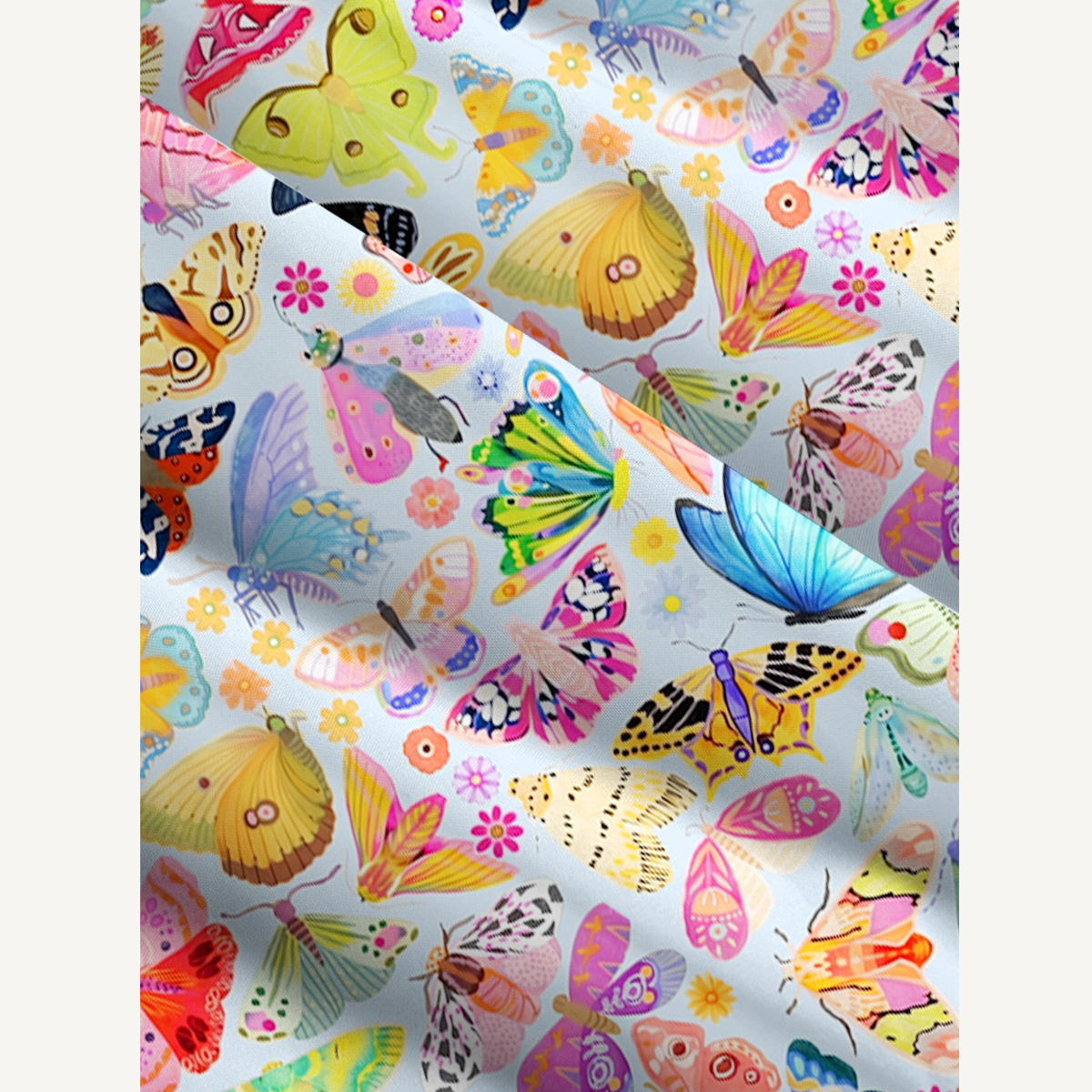 Colorful Butterfly Garden Print Wide Straps Maxi Dress With Pockets