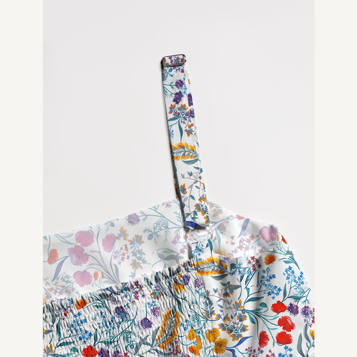 Square Neck Fiery Meadow Print Slip Dress