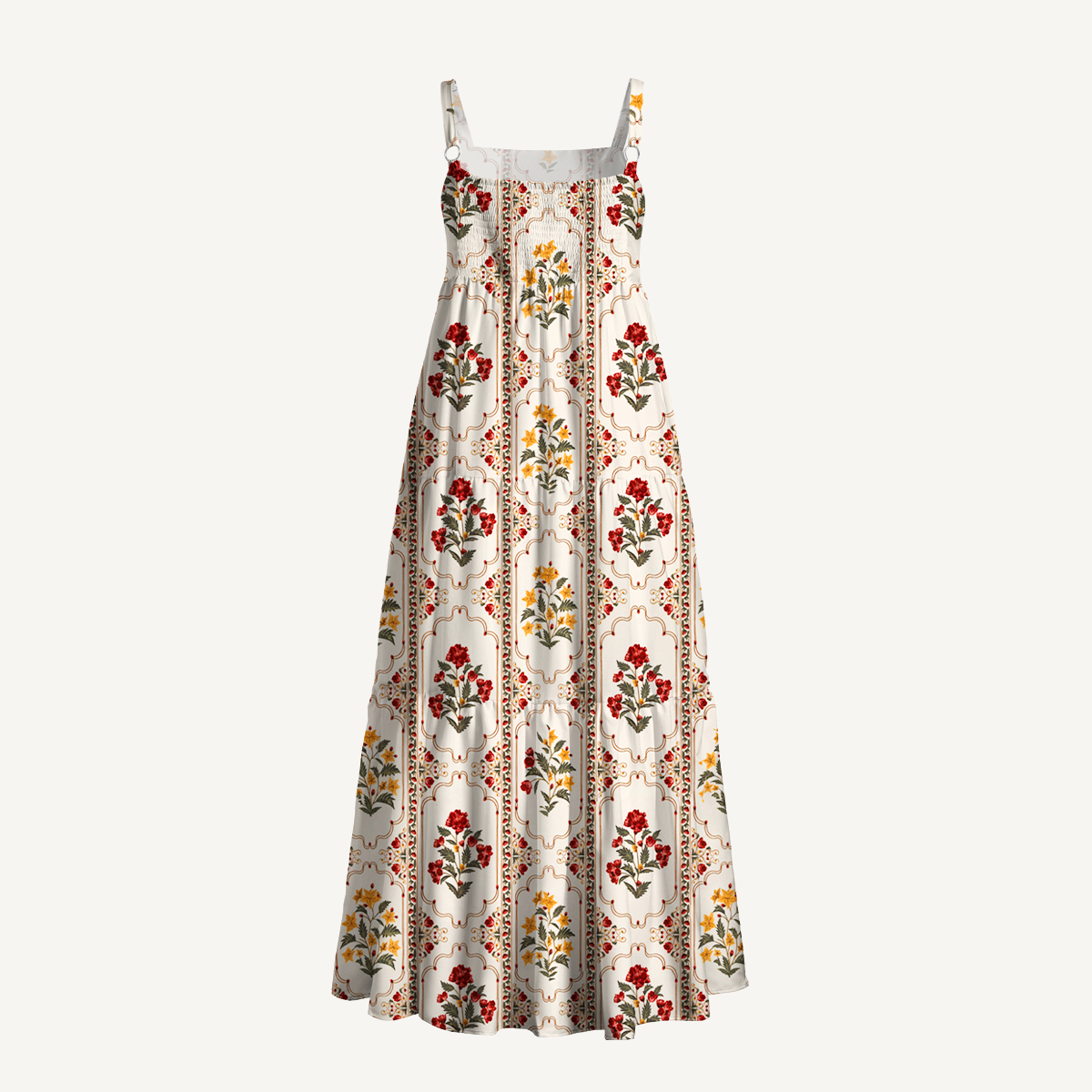 Square Neck Velvet Carnation Print Slip Dress
