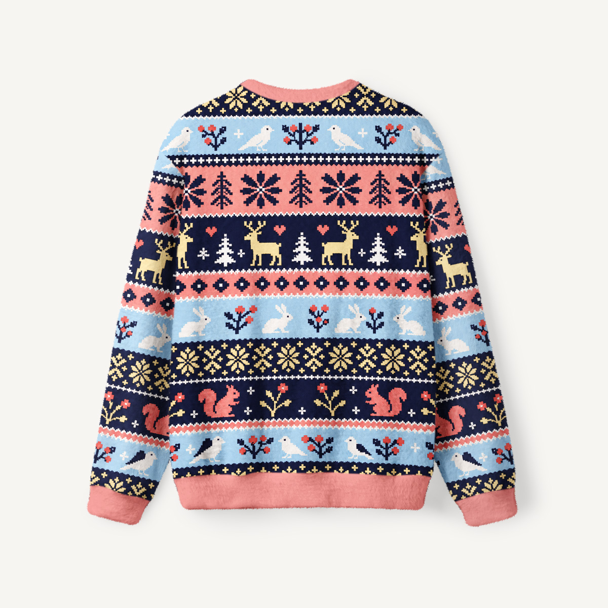 Festive Woodland Deer Fuzzy Crewneck Sweater