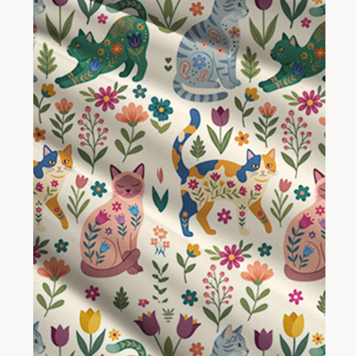 Cute Flower Cat Print Convertible Maxi Skirt & Strapless Dress  
