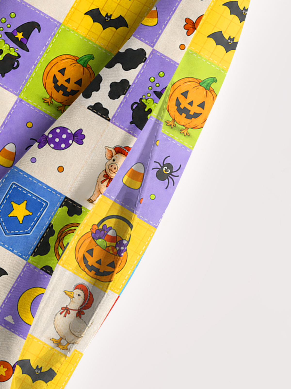 Cowboy Critters Halloween Patchwork Print Wide Straps Maxi Dress With Pockets
