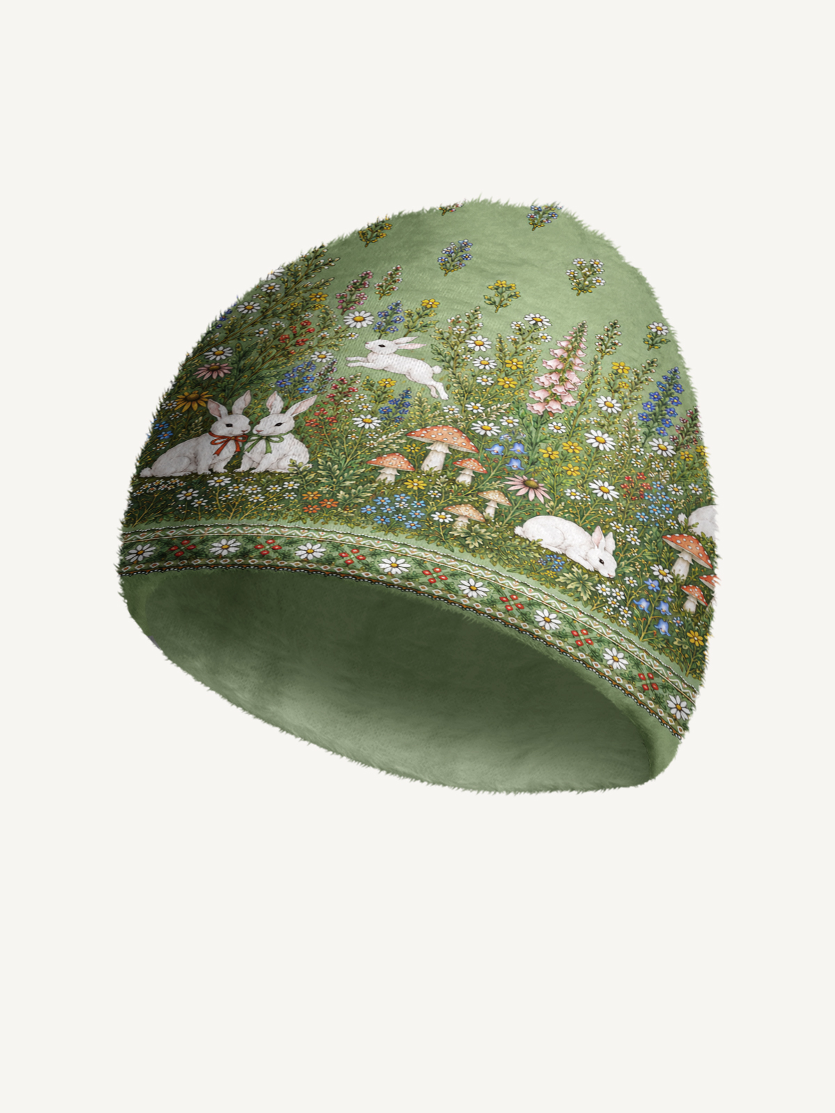 Bunny Meadow Garden Cozy Fuzzy Beanie