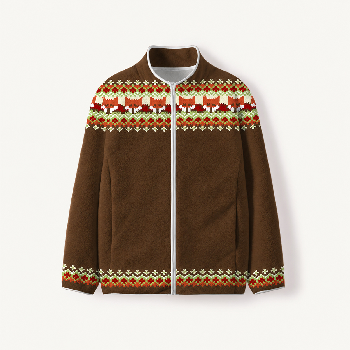 Fox Fair Isle Print Fleece Jacket