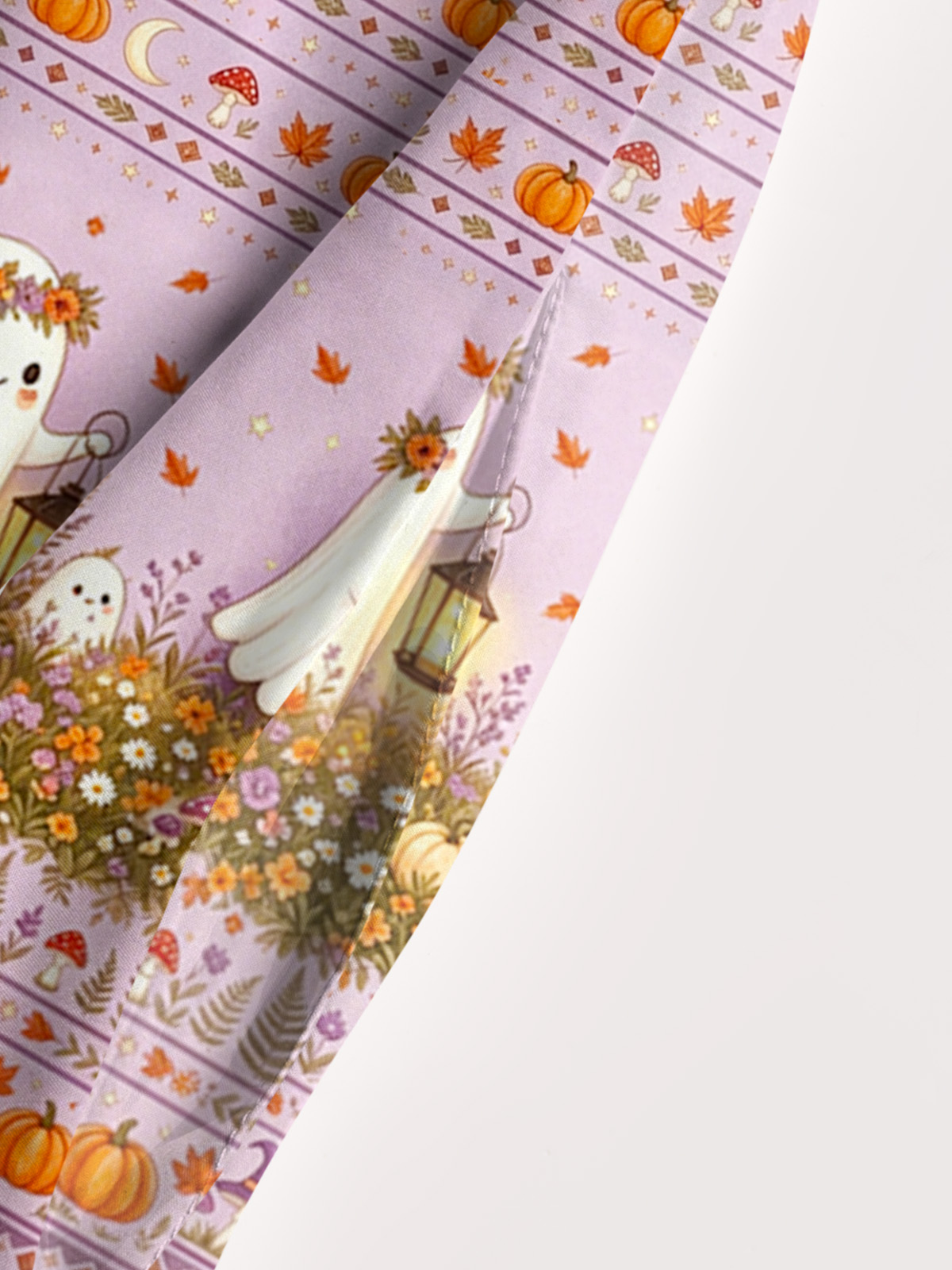 Lavender Pumpkin Country Ghost Print Wide Straps Maxi Dress With Pockets