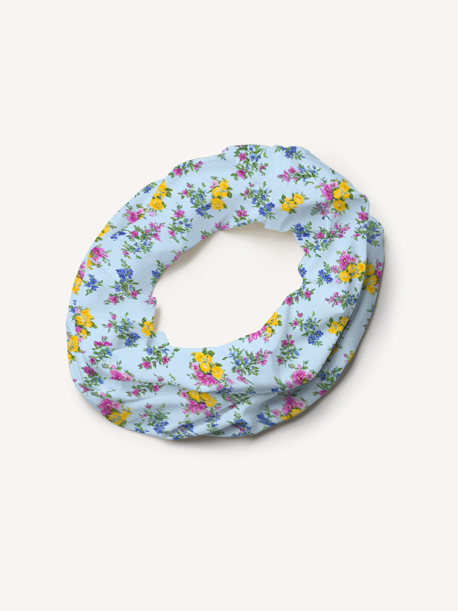 Blue Meadow Print Boho Bandeau Headband