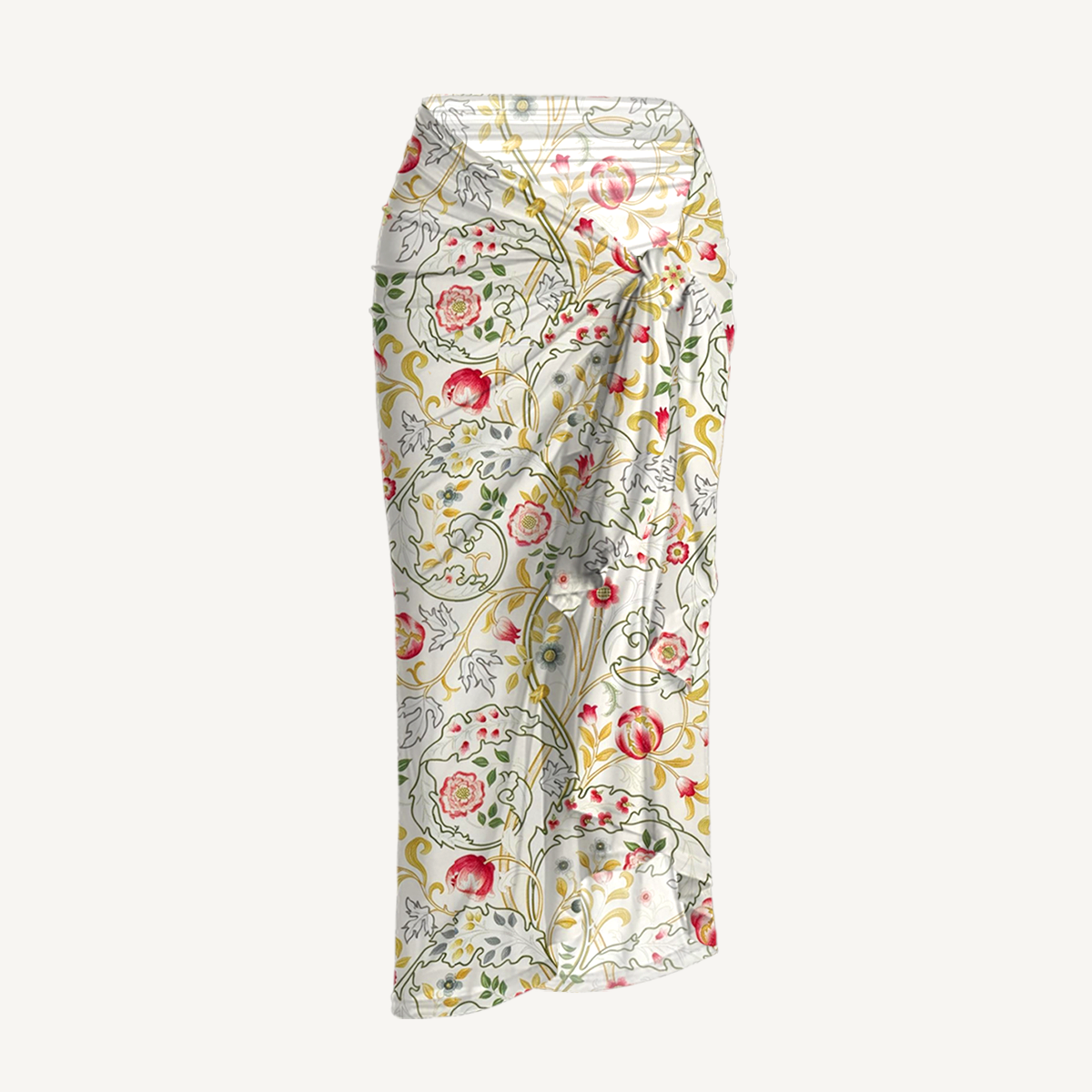 Peony Vine Garden One Shoulder One Piece Swimsuit and Matching Sarong Set for Women