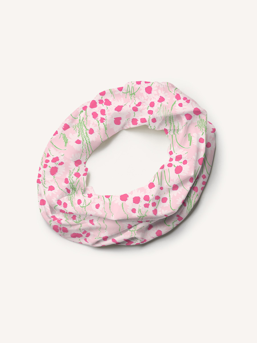 Pink Daisy Print Boho Bandeau Headband