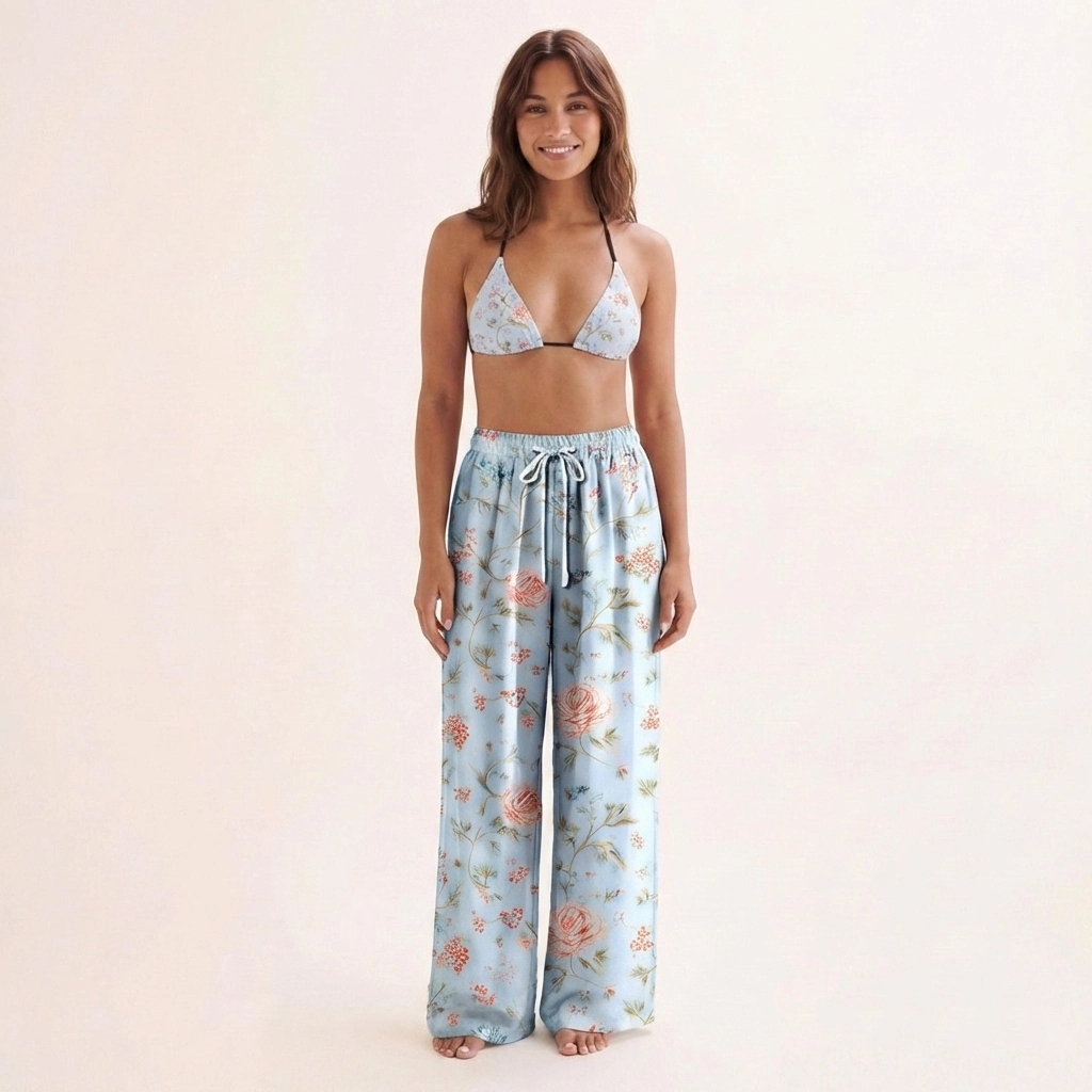 Rosabelle Bloom Tie Side Bikini Set with Matching Pants