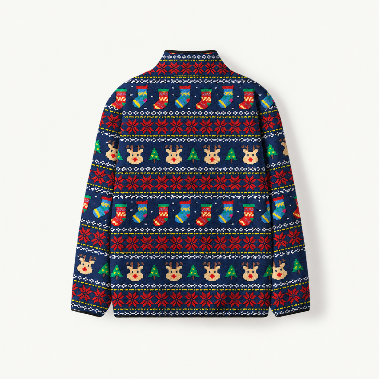 Fair Isle Winter Cheer Print Fleece Jacket
