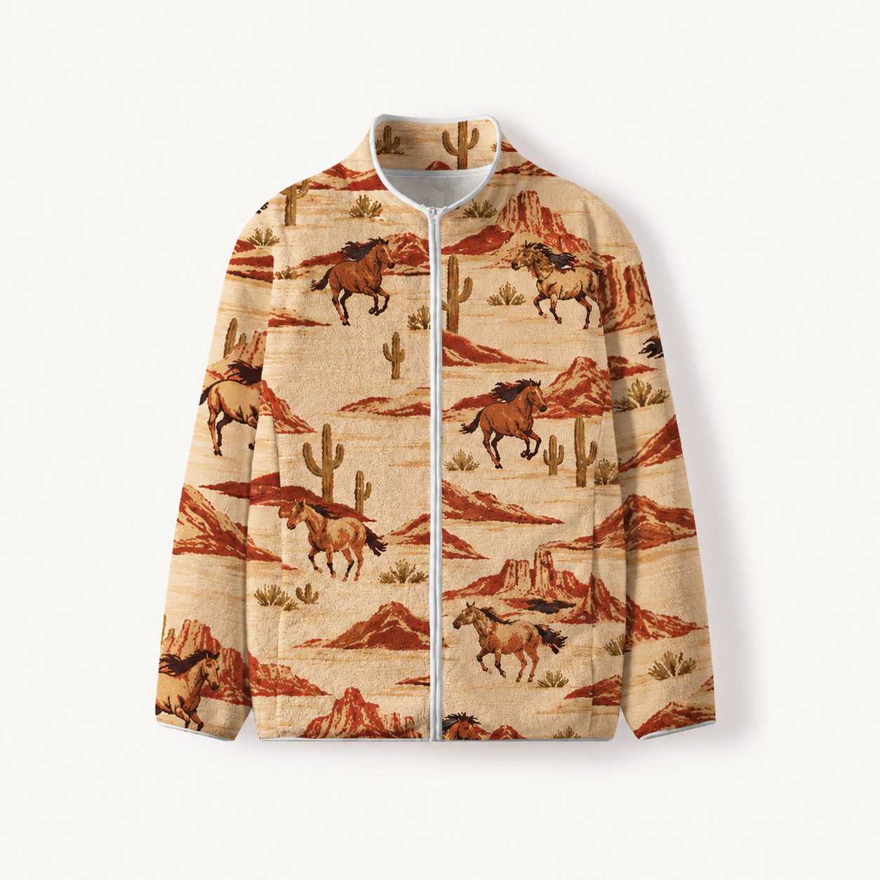 High Desert Wild Horses Print Fleece Jacket
