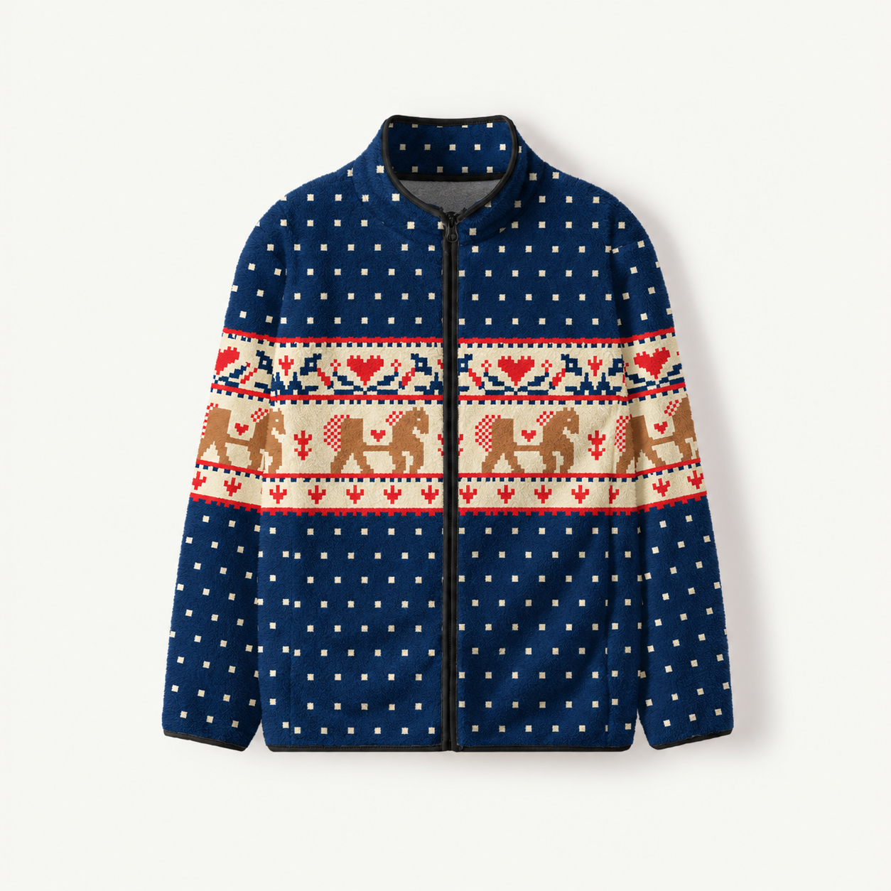Nordic Heritage Horse Print Fleece Jacket