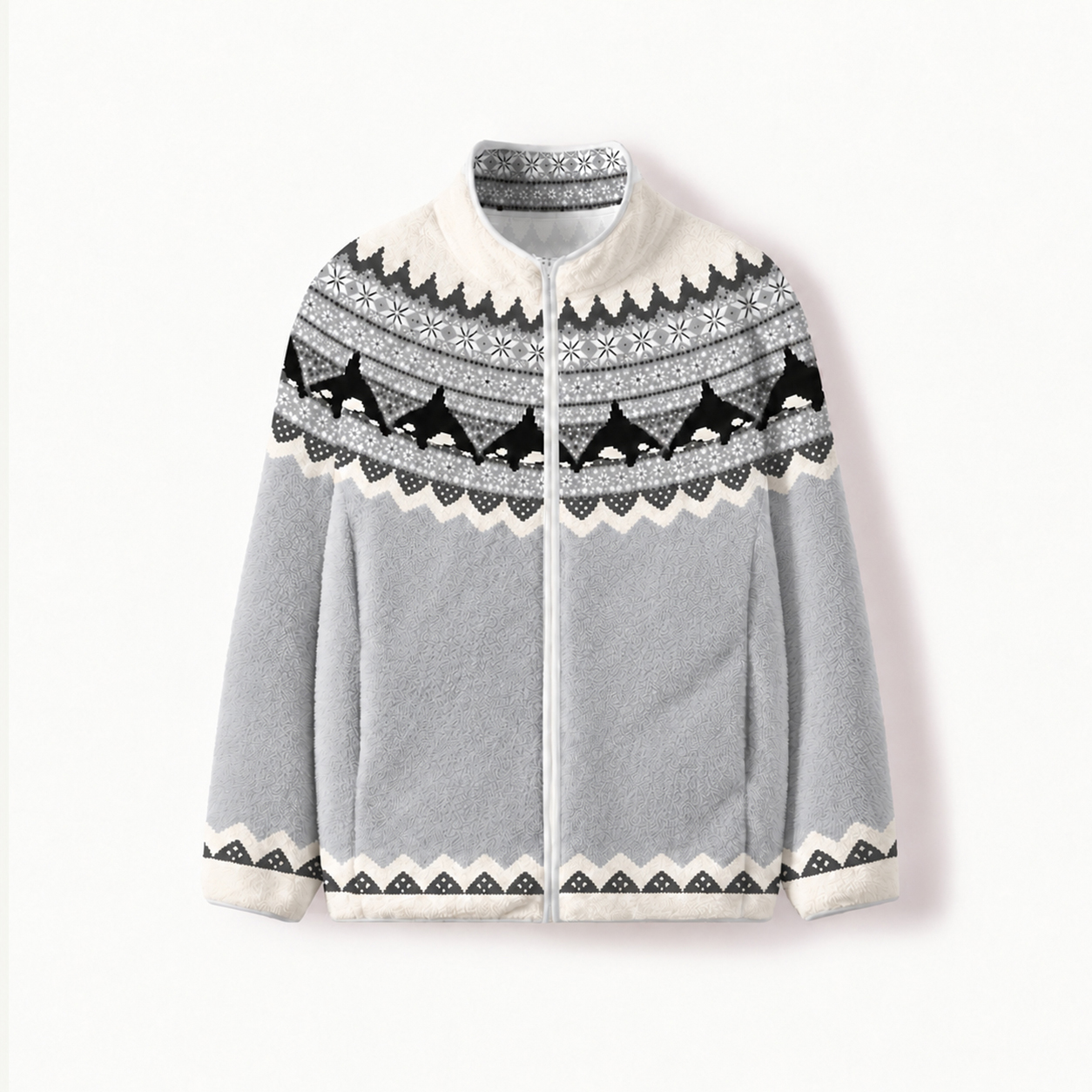 Monochrome Marine Yoke Print Fleece Jacket