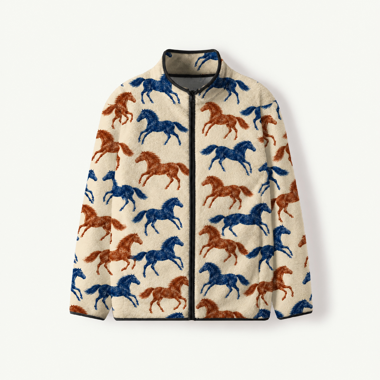 Classic Western Horse Print Fleece Jacket