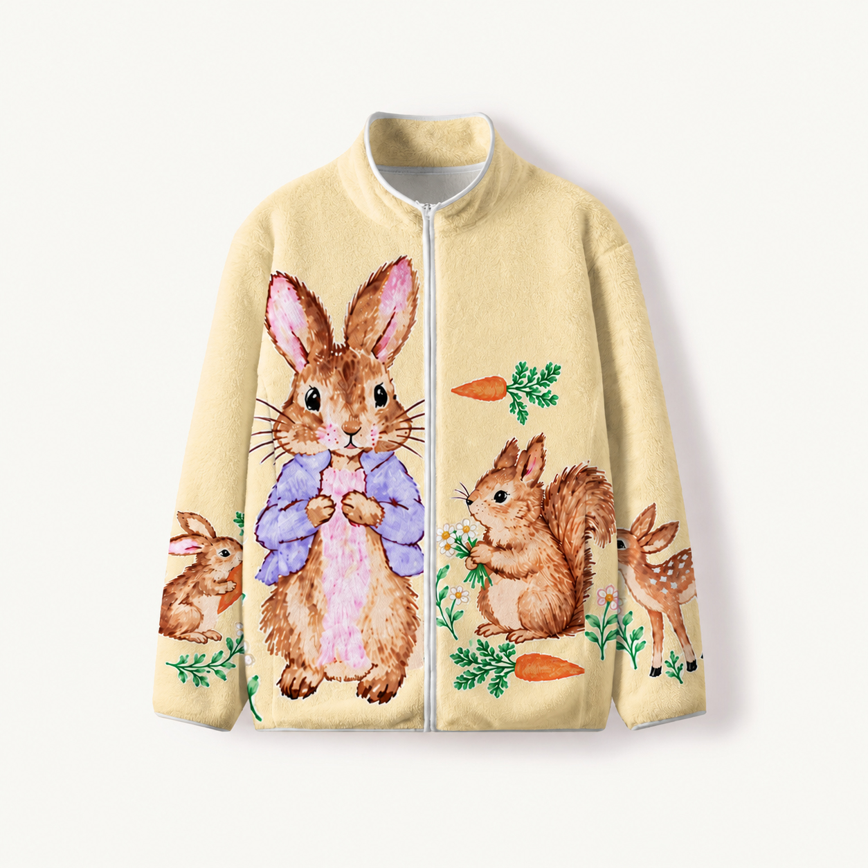Sweet Rabbit Meadow Friends Print Fleece Jacket