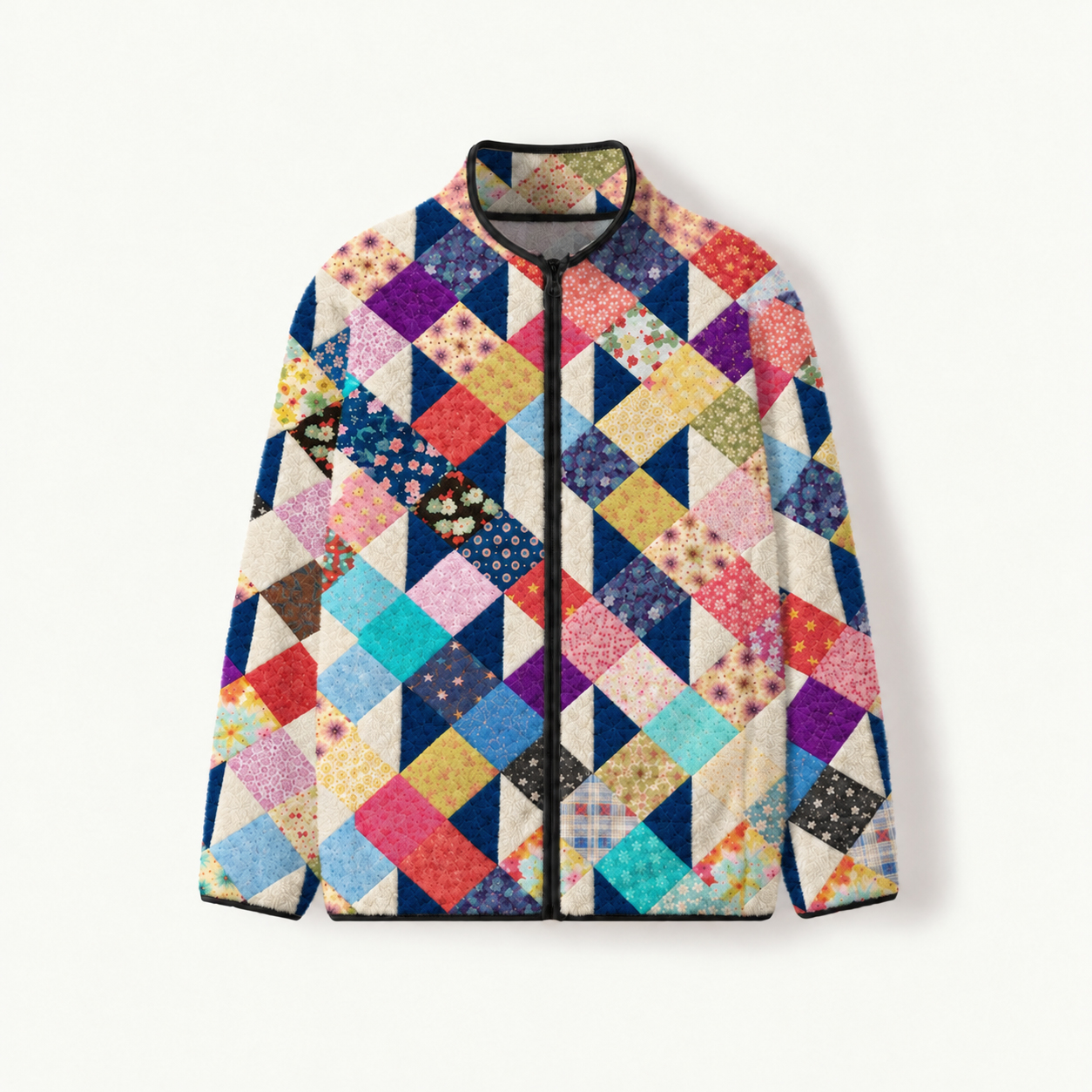 Heritage Floral Mosaic Quilt Print Fleece Jacket