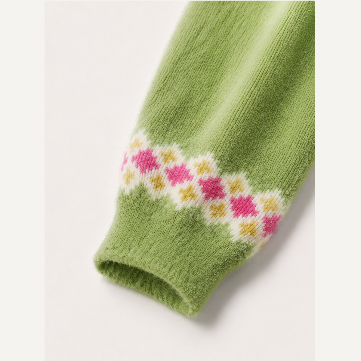 Spring Meadow Floral Geometric Fuzzy Crewneck Sweater