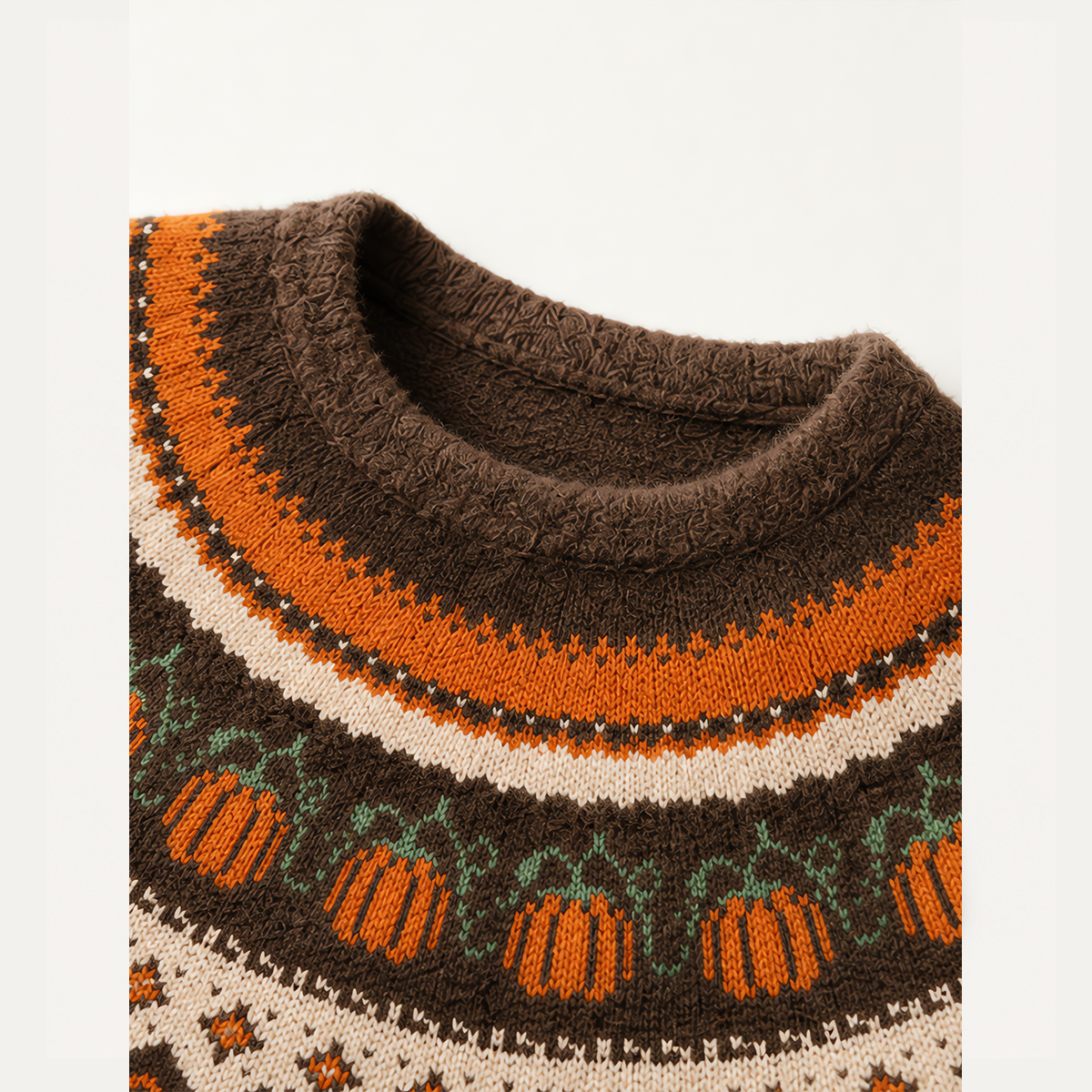 Autumn Pumpkin Woodland Fuzzy Crewneck Sweater