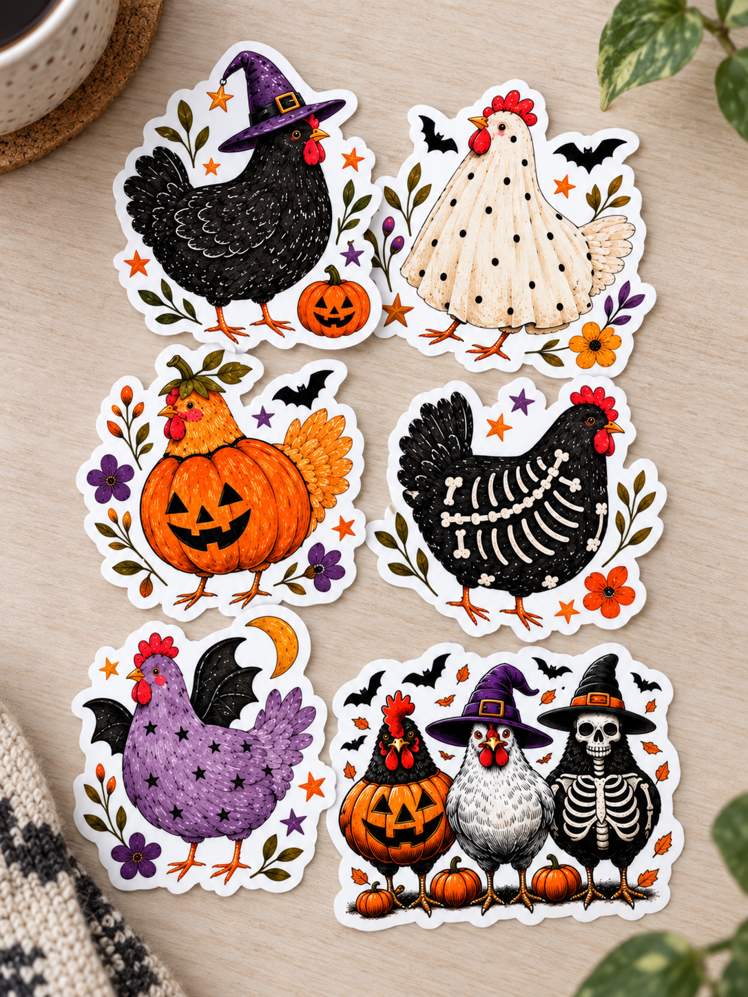 Halloween Chicken Trio Stickers