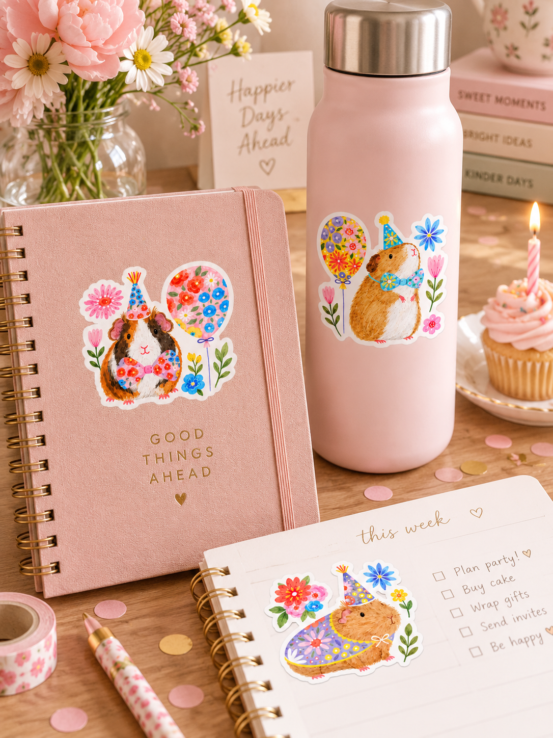Birthday Guinea Pig Stickers