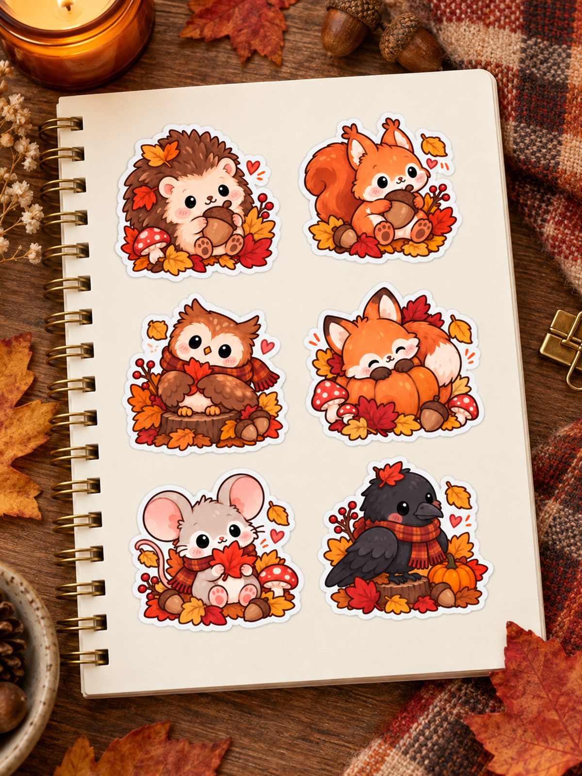 Cozy Autumn Woodland Friends Stickers