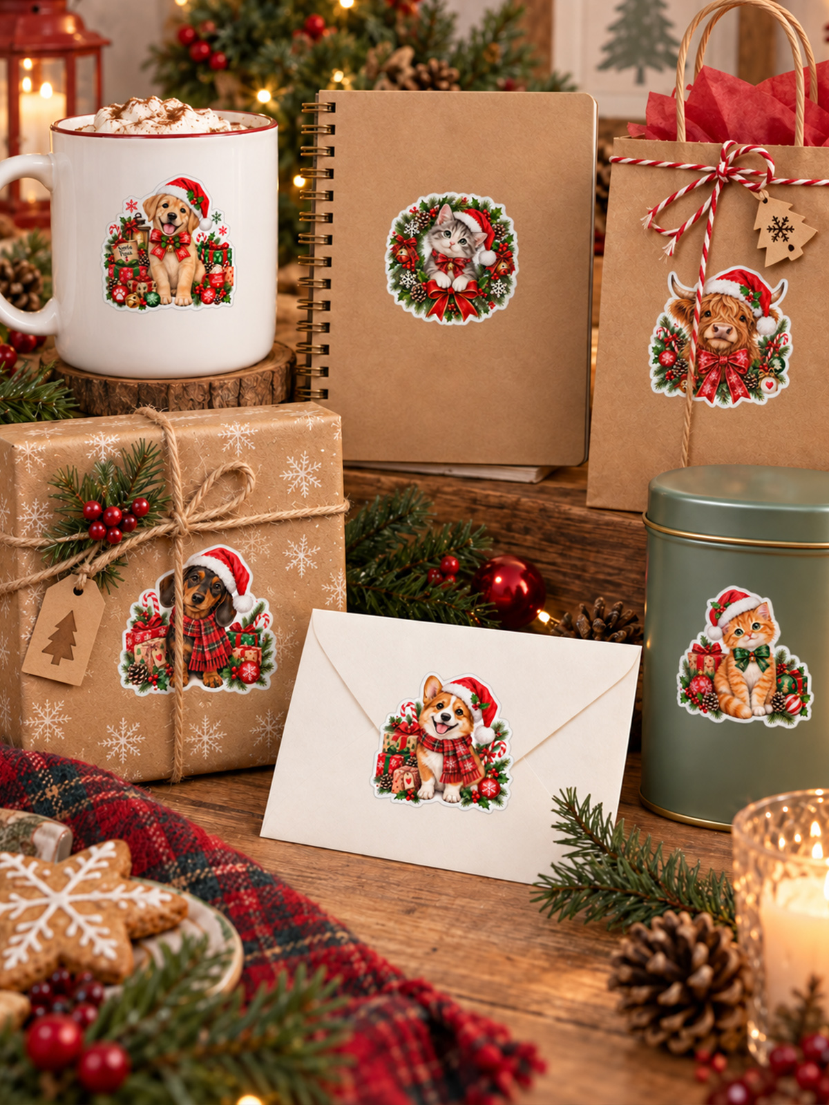 Festive Christmas Pets Stickers
