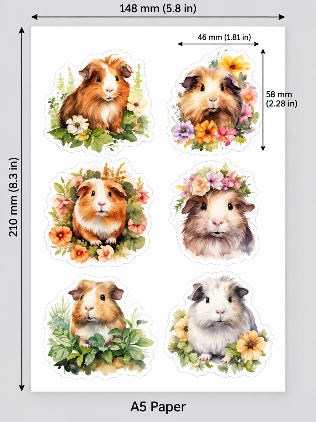 Whimsical Guinea Pigs Stickers
