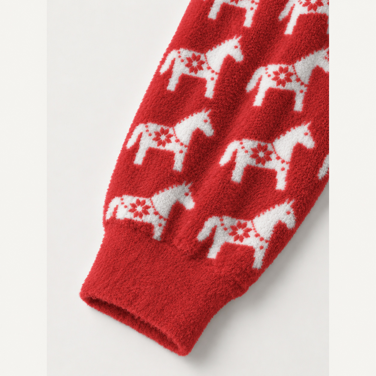 Cozy Christmas Horse Fuzzy Crewneck Sweater